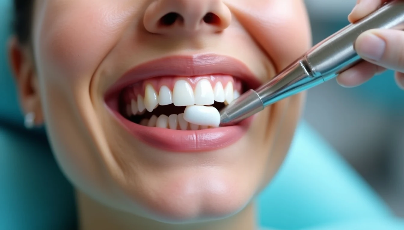 Profesyonel diş taşı temizliği ve politür sonrası temizlenmiş parlak diş yüzeyi