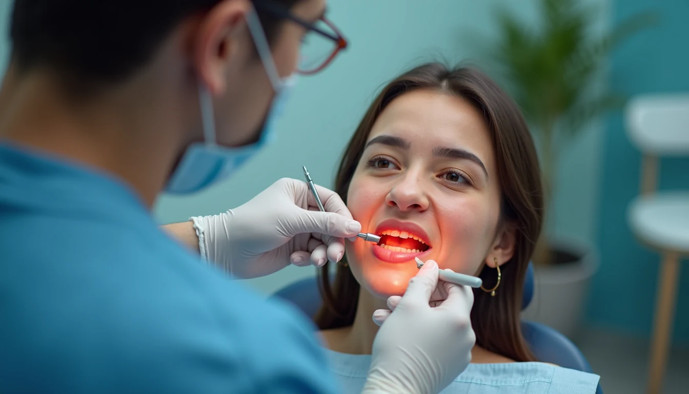 Diş eti kanaması şikayeti için periodontal değerlendirme yapan diş hekimi