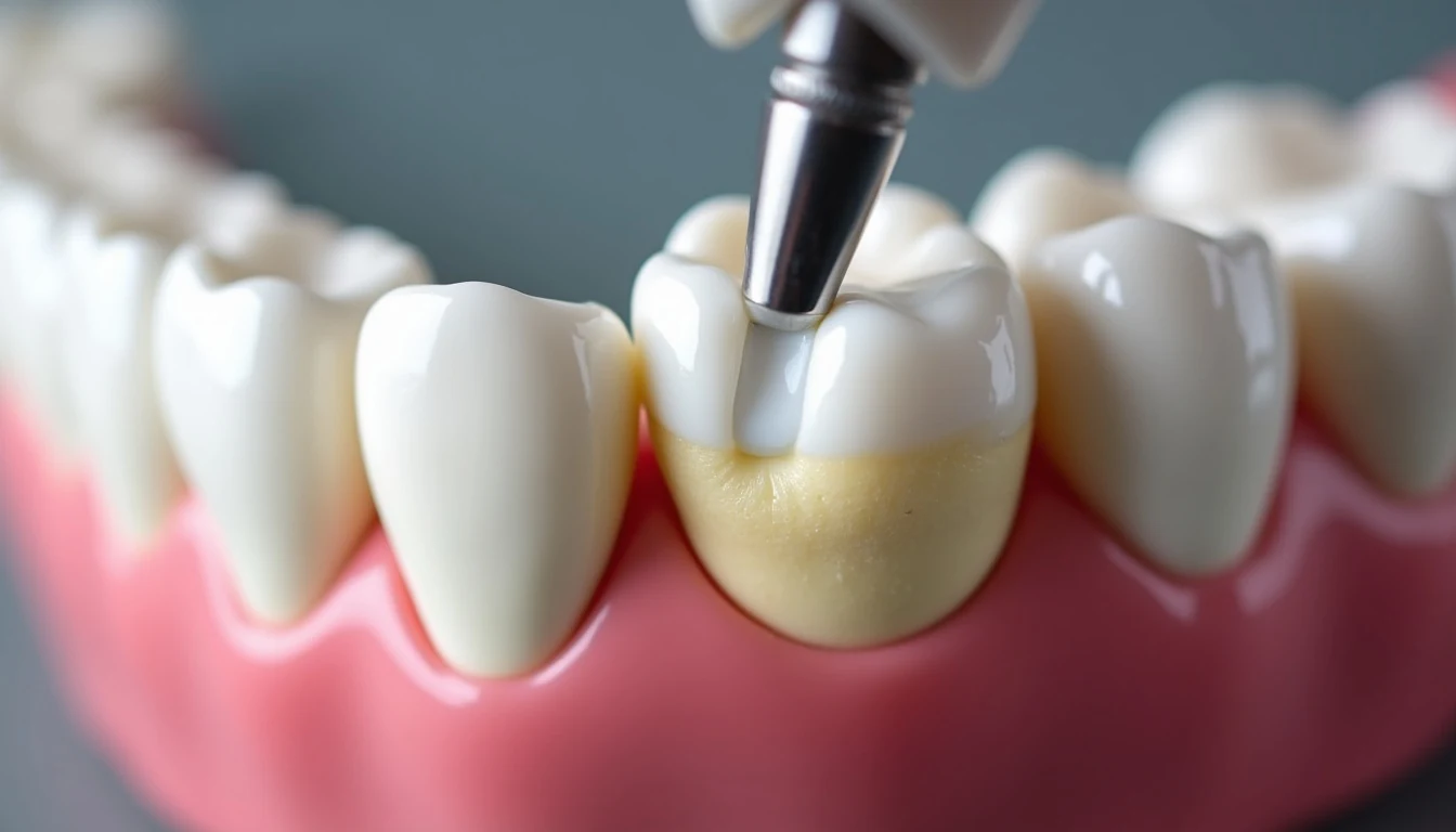 Diş mine erozyonu ve dentin tabakasının açığa çıkması sonucu oluşan diş hassasiyeti, dental makro fotoğraf