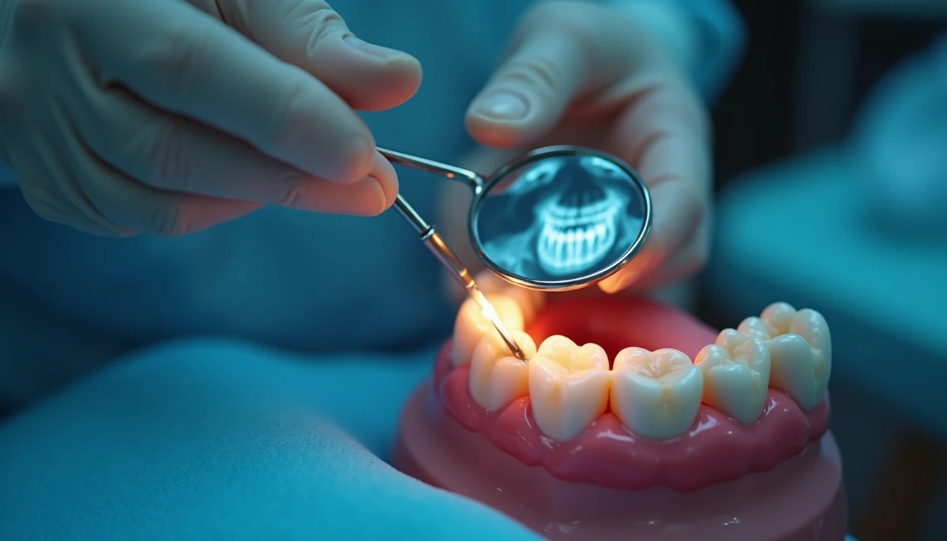 Kanal tedavisi sonrası hassasiyet için dental röntgen ve ağız içi kontrol görünümü